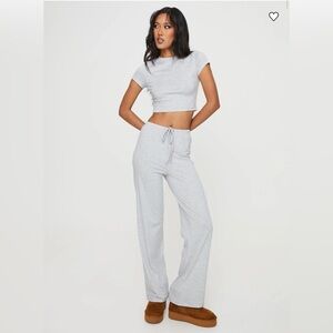 ✨ Princess Polly Grey Lounge Set | Crop Top + Wide Leg Pants | Size 2